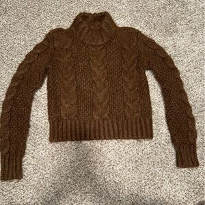 American Eagle Outfitters XS Crop Dark Brown Turtleneck Sweater